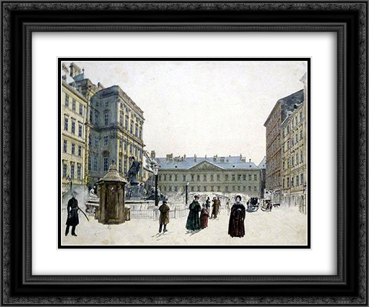 Schwarzenberg Palace 24x20 Black Ornate Wood Framed Art Print Poster with Double Matting by Alt, Rudolf von