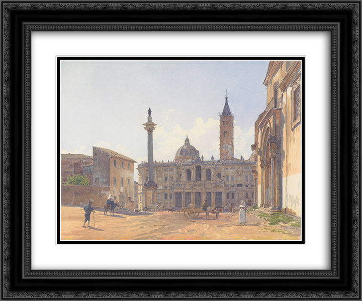 The Basilica of Santa Maria Maggiore in Rome 24x20 Black Ornate Wood Framed Art Print Poster with Double Matting by Alt, Rudolf von