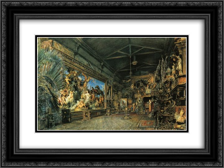 The studio before the auction 24x18 Black Ornate Wood Framed Art Print Poster with Double Matting by Alt, Rudolf von