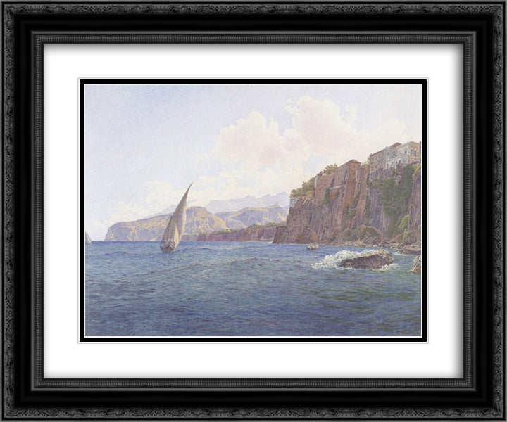 Torquato Tassos Vaterhaus in Sorrent bei Neapel 24x20 Black Ornate Wood Framed Art Print Poster with Double Matting by Alt, Rudolf von