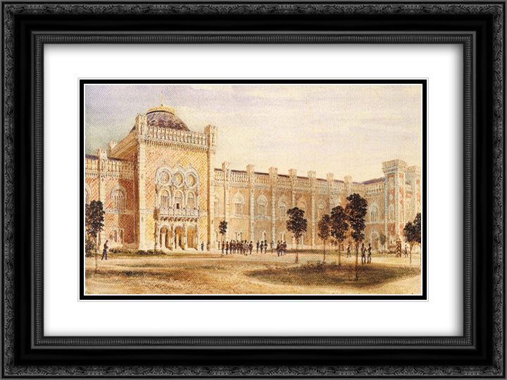 View of Arsenal Museum 24x18 Black Ornate Wood Framed Art Print Poster with Double Matting by Alt, Rudolf von