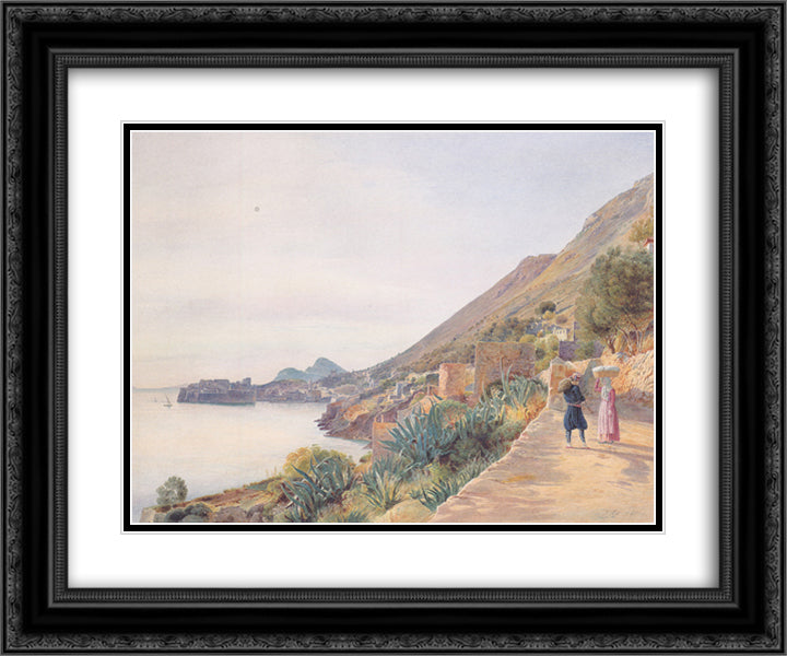 View of Ragusa 24x20 Black Ornate Wood Framed Art Print Poster with Double Matting by Alt, Rudolf von