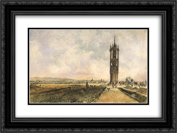 Wegsaule Spinner at the cross 24x18 Black Ornate Wood Framed Art Print Poster with Double Matting by Alt, Rudolf von