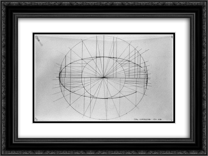 Oval Construction (Konstruktionszeichnung) 24x18 Black Ornate Wood Framed Art Print Poster with Double Matting by Vollmer, Ruth
