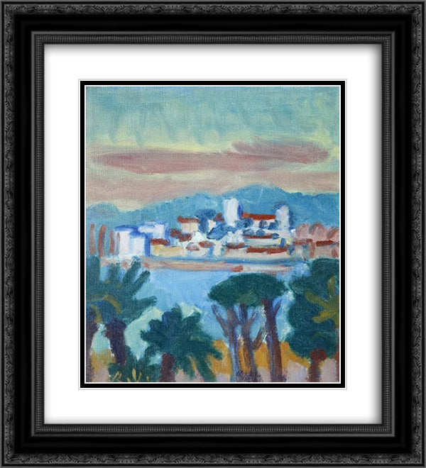 Cannes Scenery 20x22 Black Ornate Wood Framed Art Print Poster with Double Matting by Umehara, Ryuzaburo