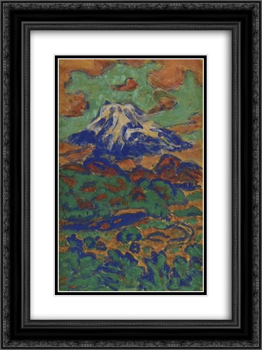 Mount Fuji Seen from Ohito 18x24 Black Ornate Wood Framed Art Print Poster with Double Matting by Umehara, Ryuzaburo