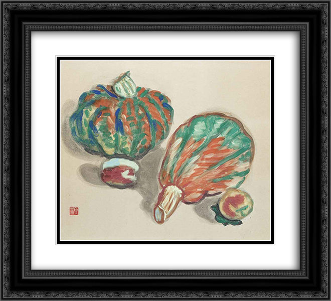 Pumpkin 22x20 Black Ornate Wood Framed Art Print Poster with Double Matting by Umehara, Ryuzaburo
