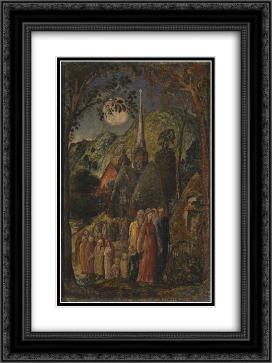 Coming from Evening Church 18x24 Black Ornate Wood Framed Art Print Poster with Double Matting by Palmer, Samuel
