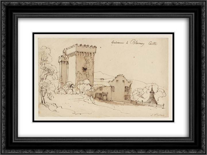 Entrance to Blarney Castle 24x18 Black Ornate Wood Framed Art Print Poster with Double Matting by Palmer, Samuel