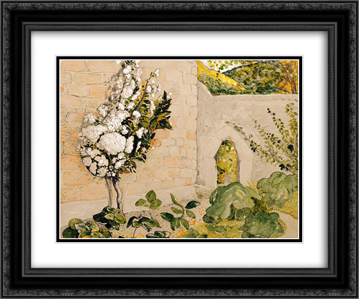 Pear Tree in a Walled Garden 24x20 Black Ornate Wood Framed Art Print Poster with Double Matting by Palmer, Samuel