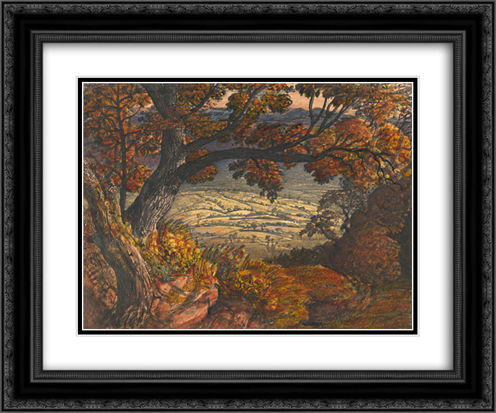 The Weald of Kent 24x20 Black Ornate Wood Framed Art Print Poster with Double Matting by Palmer, Samuel