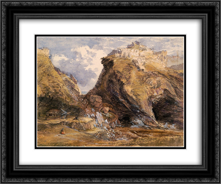View at Tintagel 24x20 Black Ornate Wood Framed Art Print Poster with Double Matting by Palmer, Samuel