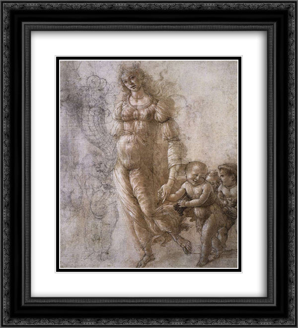 Allegory of Abundance 20x22 Black Ornate Wood Framed Art Print Poster with Double Matting by Botticelli, Sandro