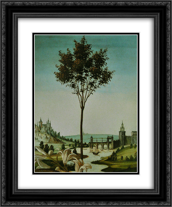 Annunciation Cestello (detail) 20x24 Black Ornate Wood Framed Art Print Poster with Double Matting by Botticelli, Sandro