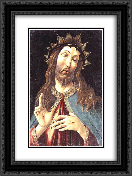 Christ Crowned with Thorns 18x24 Black Ornate Wood Framed Art Print Poster with Double Matting by Botticelli, Sandro