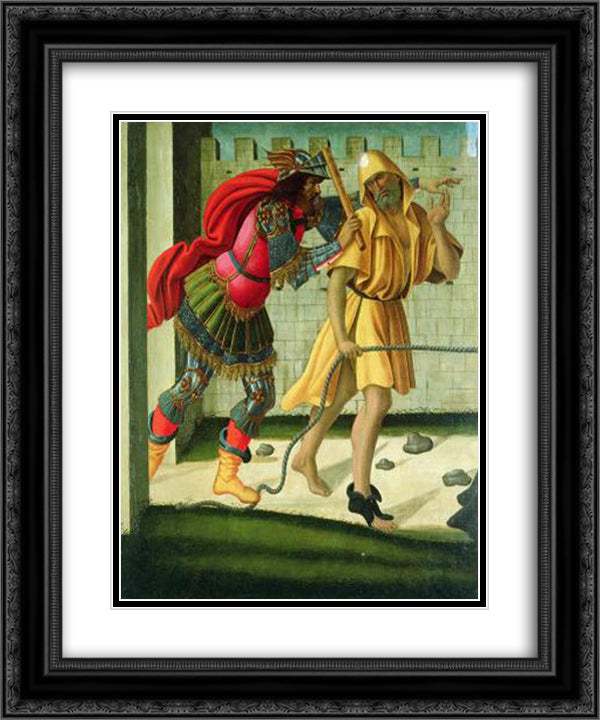 Figures on the Road to Calvary 20x24 Black Ornate Wood Framed Art Print Poster with Double Matting by Botticelli, Sandro
