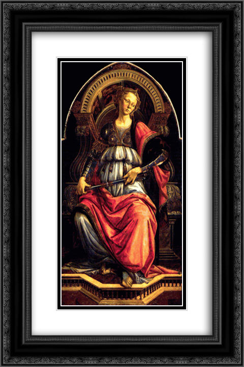 Fortitude 16x24 Black Ornate Wood Framed Art Print Poster with Double Matting by Botticelli, Sandro