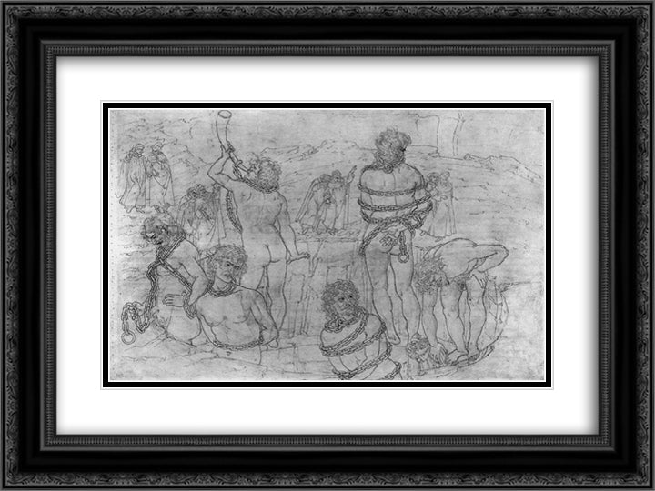 Inferno, Canto XXXI 24x18 Black Ornate Wood Framed Art Print Poster with Double Matting by Botticelli, Sandro