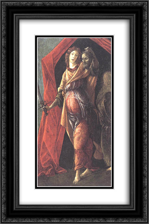 Judith Leaving the Tent of Holofernes 16x24 Black Ornate Wood Framed Art Print Poster with Double Matting by Botticelli, Sandro