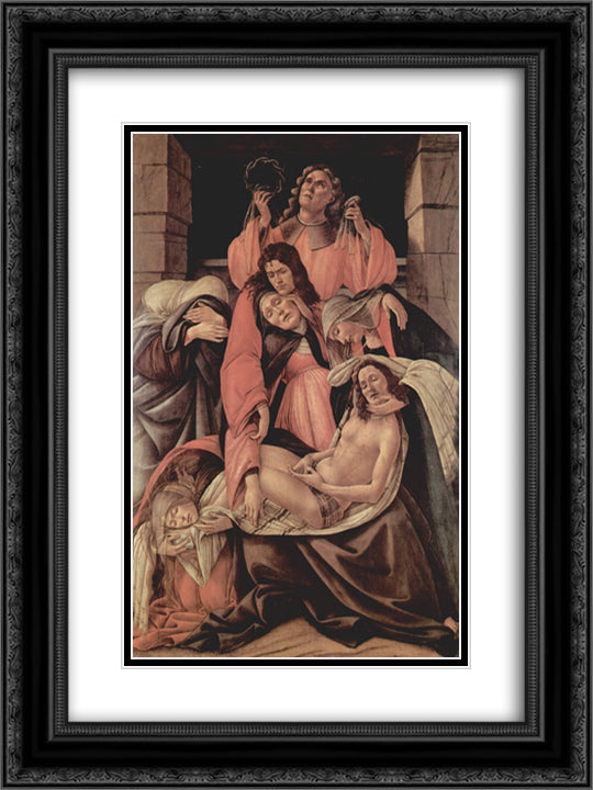 Lamentation over the Dead Christ 18x24 Black Ornate Wood Framed Art Print Poster with Double Matting by Botticelli, Sandro