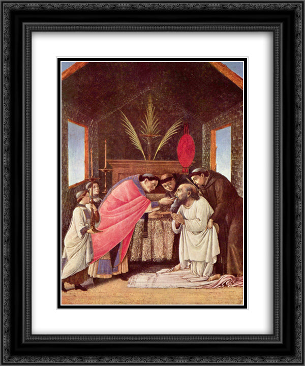 Last Communion of St Jerome 20x24 Black Ornate Wood Framed Art Print Poster with Double Matting by Botticelli, Sandro