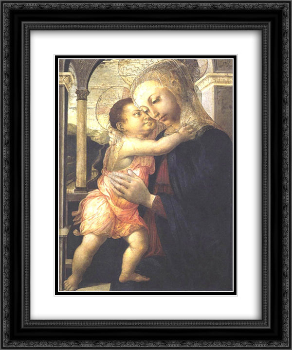 Madonna and Child 20x24 Black Ornate Wood Framed Art Print Poster with Double Matting by Botticelli, Sandro