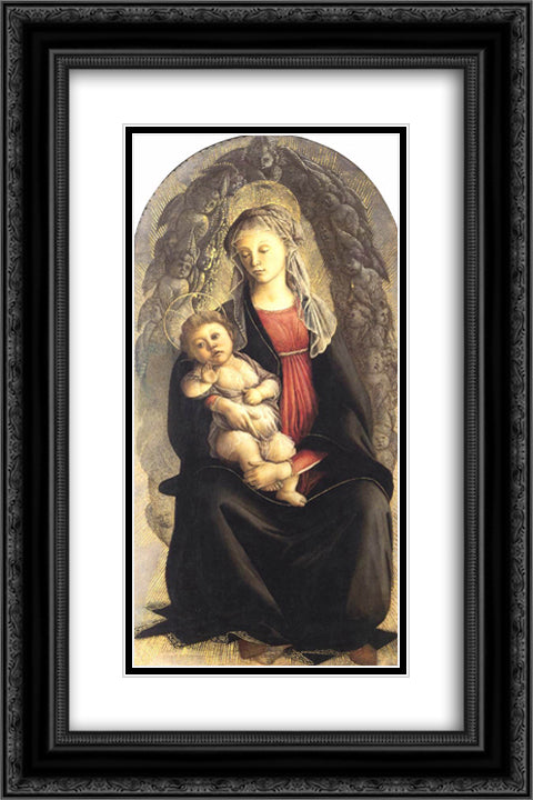 Madonna in Glory with Seraphim 16x24 Black Ornate Wood Framed Art Print Poster with Double Matting by Botticelli, Sandro