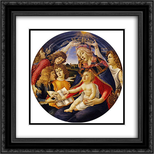 Madonna of the Magnificat 20x20 Black Ornate Wood Framed Art Print Poster with Double Matting by Botticelli, Sandro