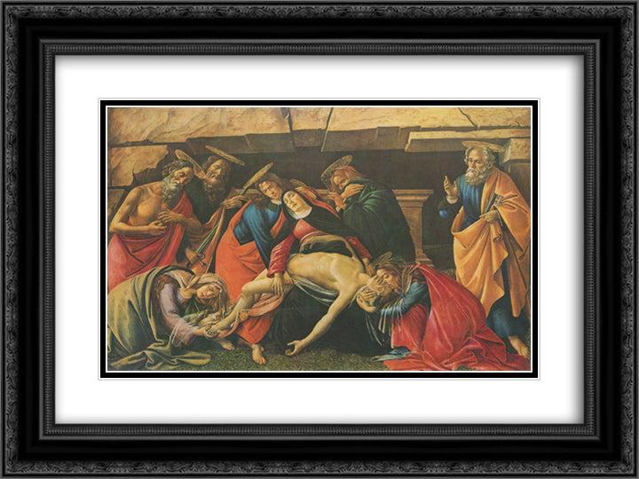 Pity 24x18 Black Ornate Wood Framed Art Print Poster with Double Matting by Botticelli, Sandro