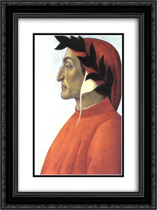 Portrait of Dante 18x24 Black Ornate Wood Framed Art Print Poster with Double Matting by Botticelli, Sandro