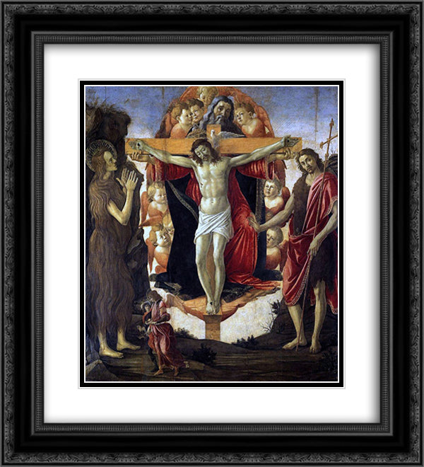 Trinity 20x22 Black Ornate Wood Framed Art Print Poster with Double Matting by Botticelli, Sandro