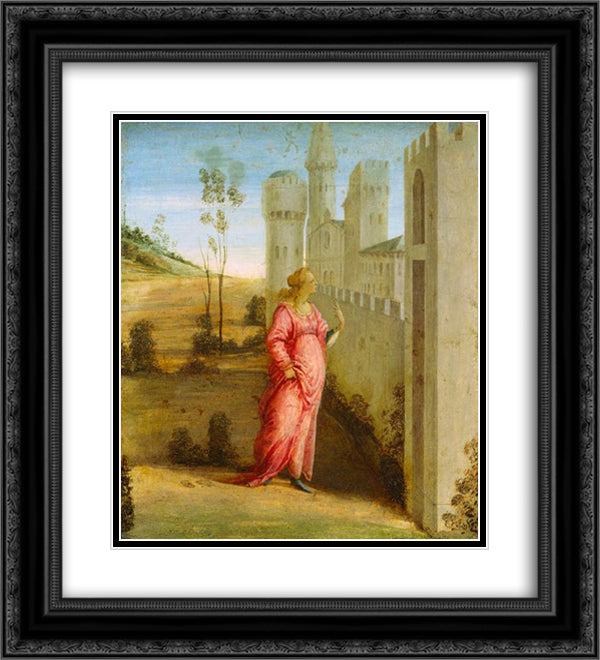 Workshop of Esther at the Palace Gate 20x22 Black Ornate Wood Framed Art Print Poster with Double Matting by Botticelli, Sandro