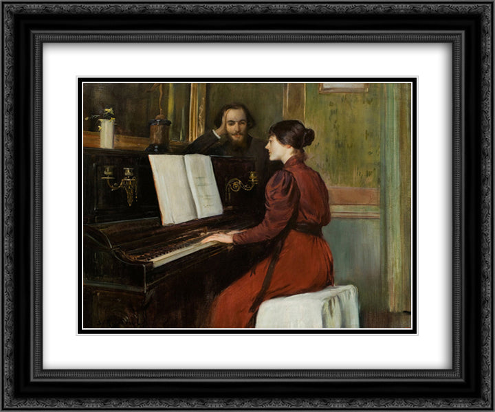 A Romance 24x20 Black Ornate Wood Framed Art Print Poster with Double Matting by Rusinol, Santiago