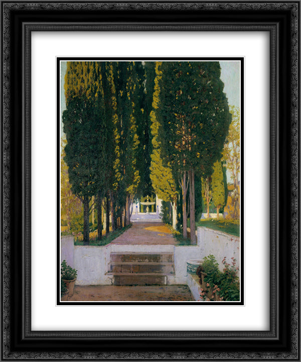 Gardens of the Generalife 20x24 Black Ornate Wood Framed Art Print Poster with Double Matting by Rusinol, Santiago