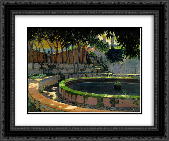Jardin de las Elegias, Son Moragues 24x20 Black Ornate Wood Framed Art Print Poster with Double Matting by Rusinol, Santiago