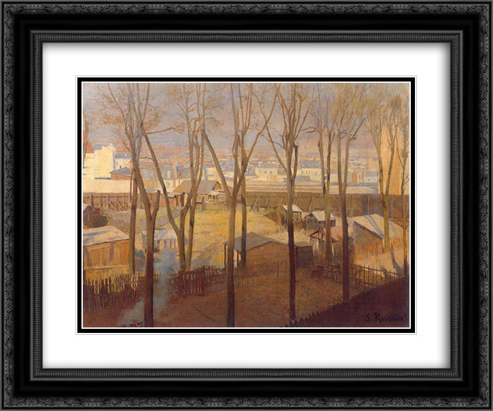 La Butte 24x20 Black Ornate Wood Framed Art Print Poster with Double Matting by Rusinol, Santiago