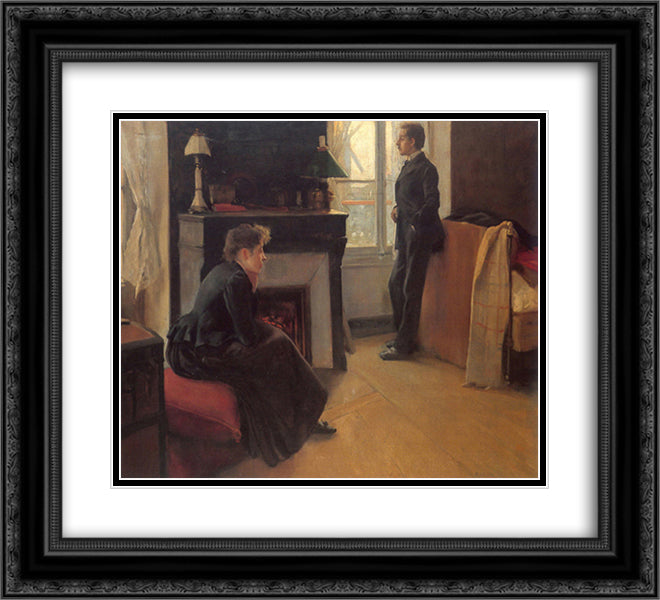 Summer Shower 22x20 Black Ornate Wood Framed Art Print Poster with Double Matting by Rusinol, Santiago