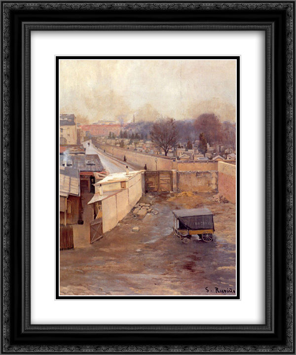 The Cemetery, Montmartre 20x24 Black Ornate Wood Framed Art Print Poster with Double Matting by Rusinol, Santiago