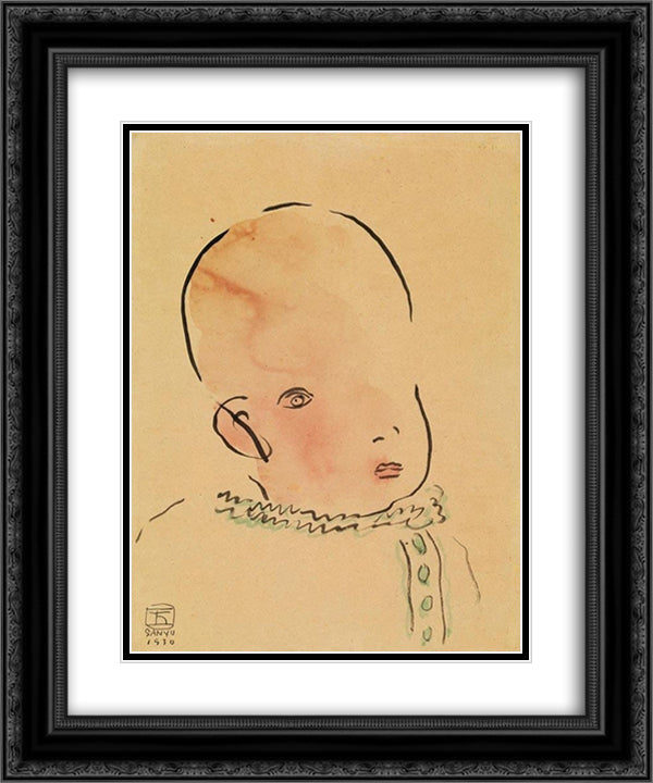Baby 20x24 Black Ornate Wood Framed Art Print Poster with Double Matting by Sanyu