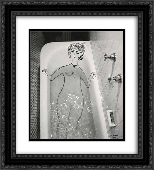 Girl in Bathtub 20x22 Black Ornate Wood Framed Art Print Poster with Double Matting by Steinberg, Saul