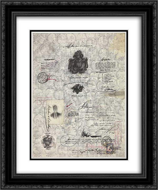 Passport 20x24 Black Ornate Wood Framed Art Print Poster with Double Matting by Steinberg, Saul