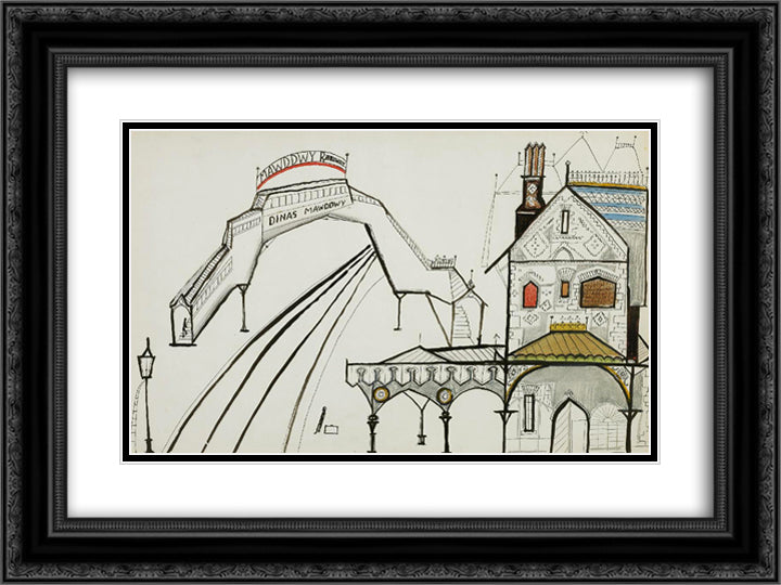 Railway 24x18 Black Ornate Wood Framed Art Print Poster with Double Matting by Steinberg, Saul