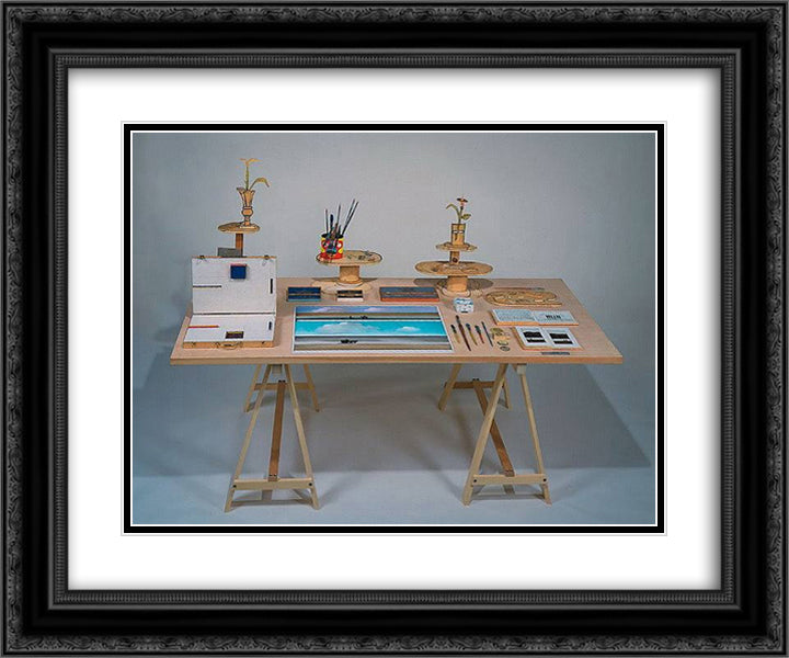 Summer Table 24x20 Black Ornate Wood Framed Art Print Poster with Double Matting by Steinberg, Saul