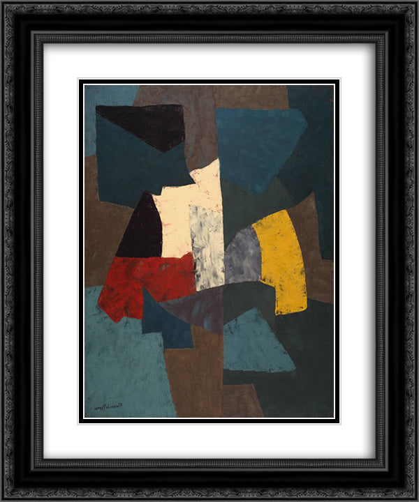 Abstract Composition 20x24 Black Ornate Wood Framed Art Print Poster with Double Matting by Poliakoff, Serge