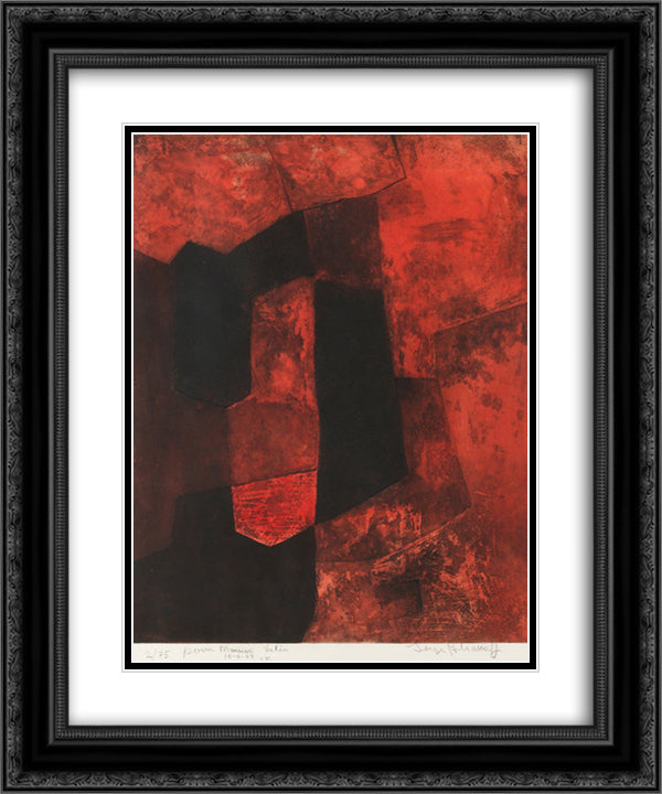 Composition brune et rouge 20x24 Black Ornate Wood Framed Art Print Poster with Double Matting by Poliakoff, Serge