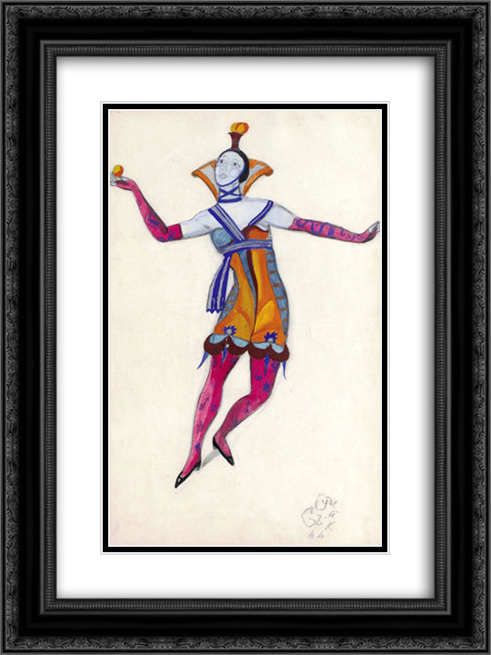 Costume design for Venetian madmen - Colombina 18x24 Black Ornate Wood Framed Art Print Poster with Double Matting by Sudeikin, Serge