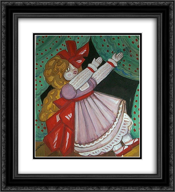 Curtain design with Doll 20x22 Black Ornate Wood Framed Art Print Poster with Double Matting by Sudeikin, Serge