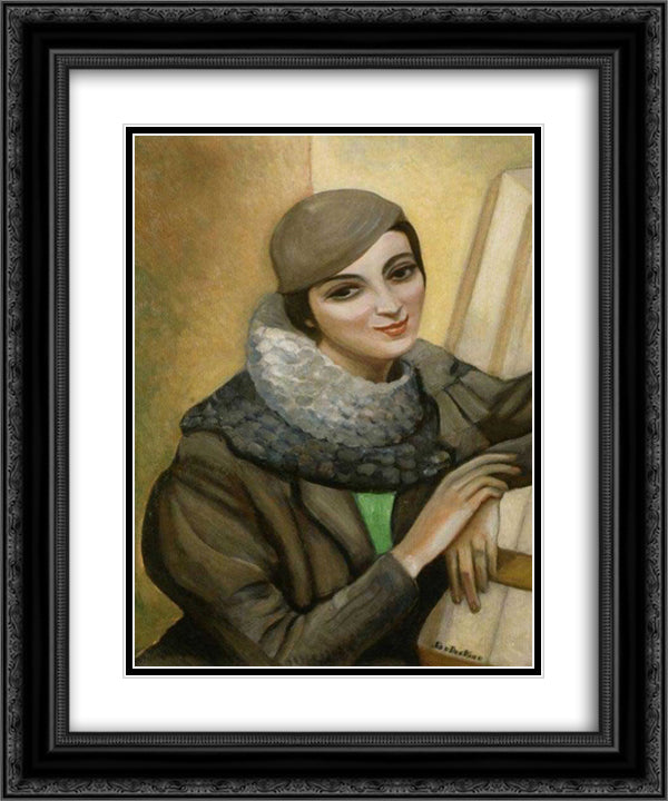 Portrait of Nina Shik 20x24 Black Ornate Wood Framed Art Print Poster with Double Matting by Sudeikin, Serge