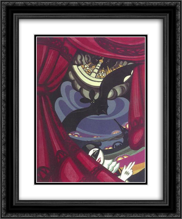 Poster for the Chauve-Souris Theatre 20x24 Black Ornate Wood Framed Art Print Poster with Double Matting by Sudeikin, Serge