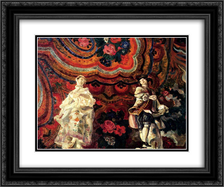 Saxon figurines 24x20 Black Ornate Wood Framed Art Print Poster with Double Matting by Sudeikin, Serge